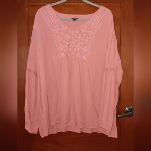 Torrid Blush Pink Embroidered Blouse
